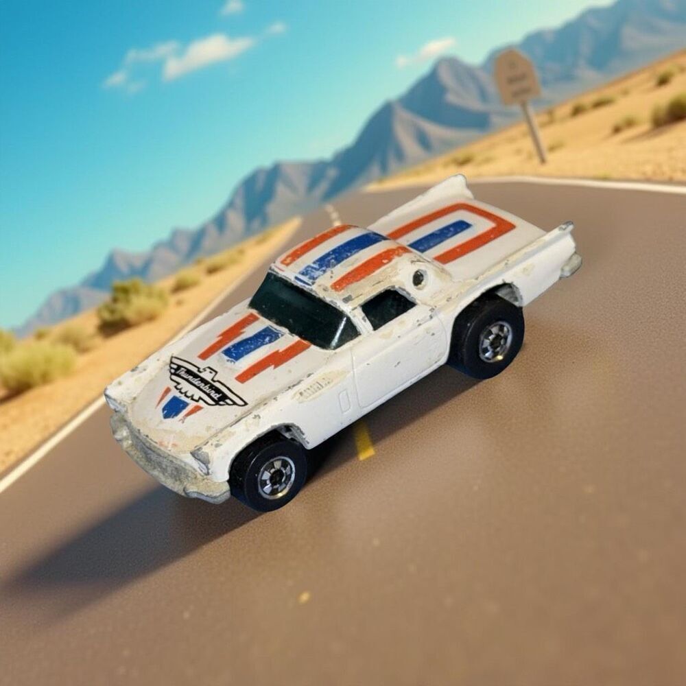 1977 Mattel Hot Wheels-57 T-Bird Ford Thunderbird White Stripes Diecast Car